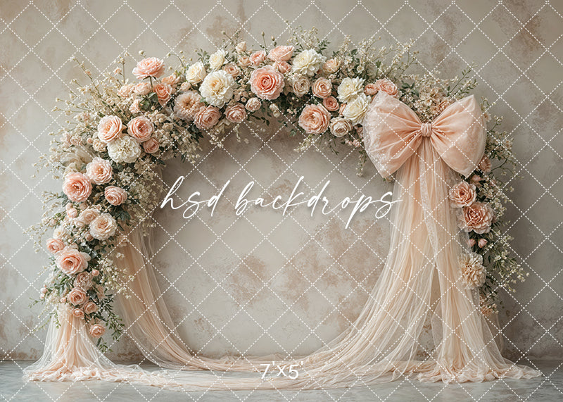 Blooming Arch & Bows - Peach - HSD Photography Backdrops