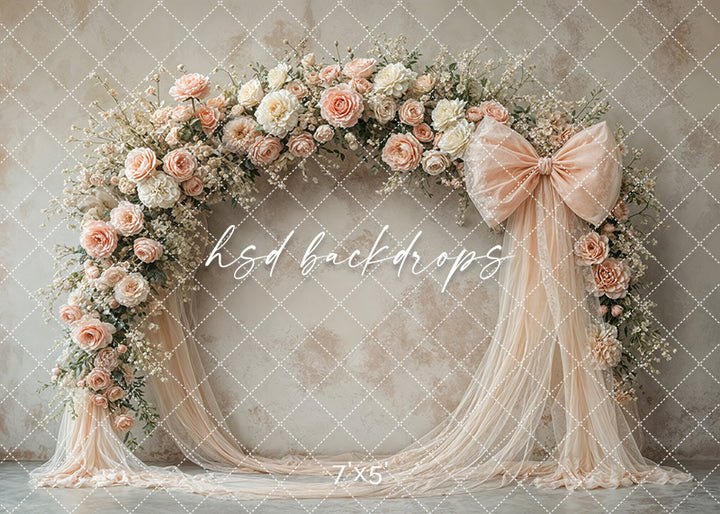 Blooming Arch & Bows - Peach - HSD Photography Backdrops