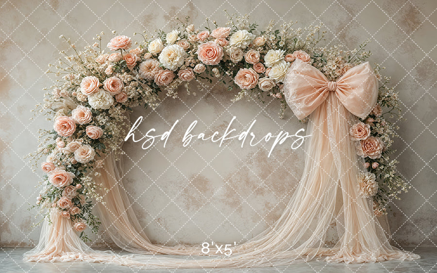 Blooming Arch & Bows - Peach - HSD Photography Backdrops