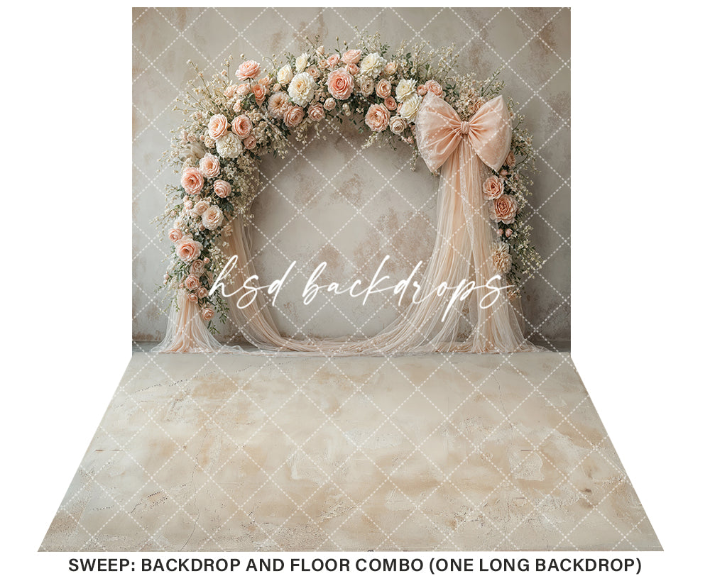 Blooming Arch & Bows - Peach - HSD Photography Backdrops