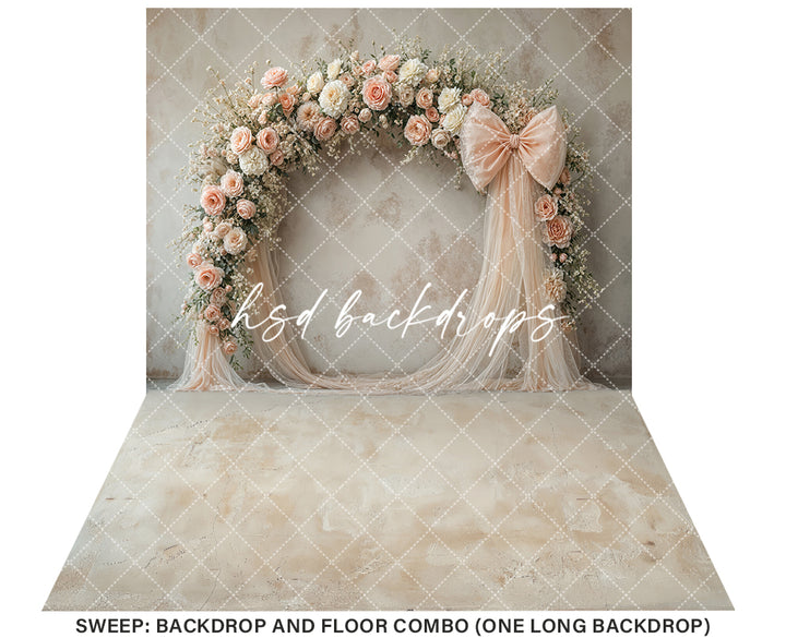 Blooming Arch & Bows - Peach - HSD Photography Backdrops