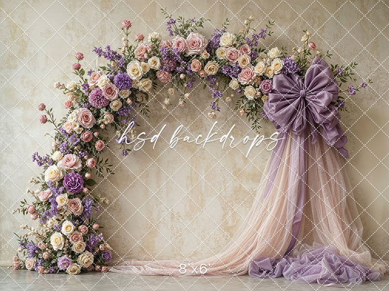 Blooming Arch & Bows - Purple - HSD Photography Backdrops