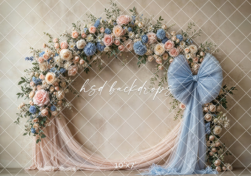 Blooming Arch & Bows - Blue & Peach - HSD Photography Backdrops