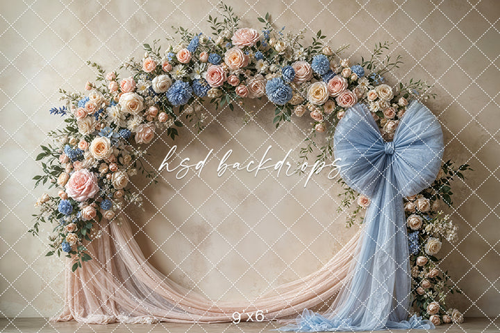 Blooming Arch & Bows - Blue & Peach - HSD Photography Backdrops