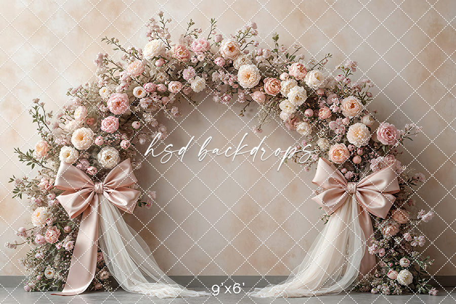 Boho Blooms & Bows - Peach - HSD Photography Backdrops