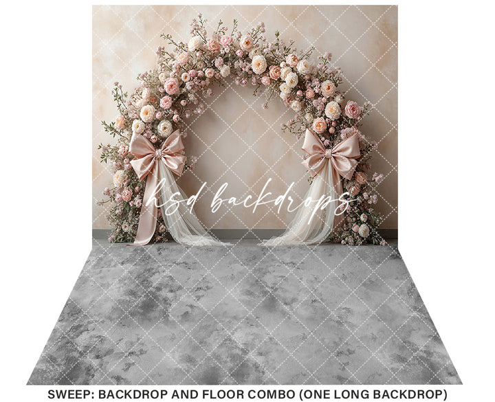 Boho Blooms & Bows - Peach - HSD Photography Backdrops