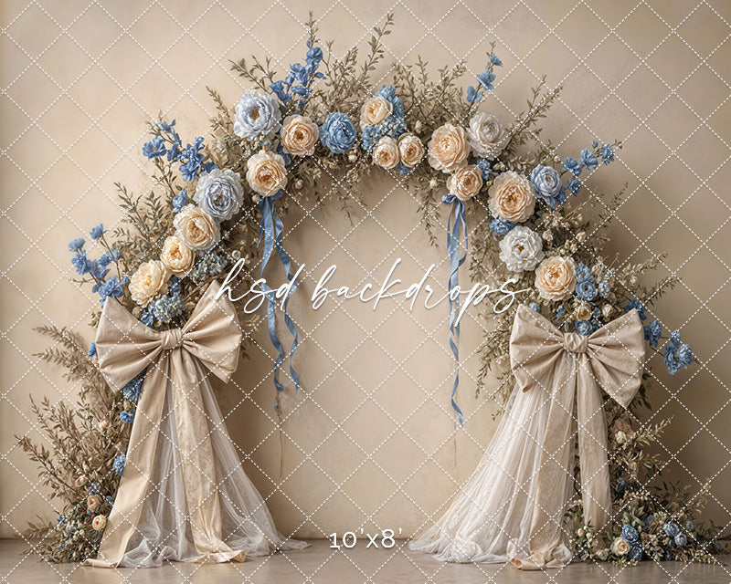 Boho Blooms & Bows - Blue & Cream - HSD Photography Backdrops