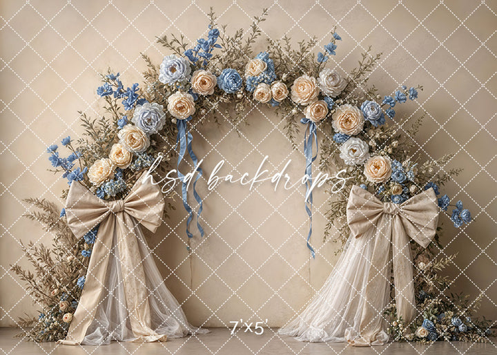 Boho Blooms & Bows - Blue & Cream - HSD Photography Backdrops