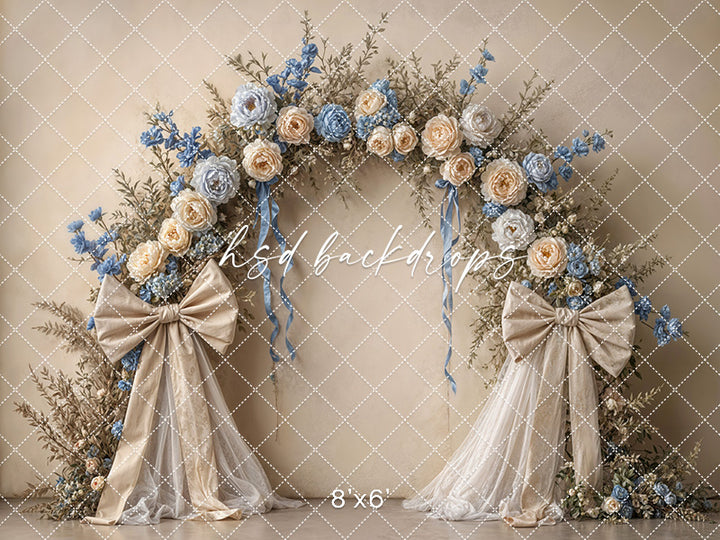 Boho Blooms & Bows - Blue & Cream - HSD Photography Backdrops