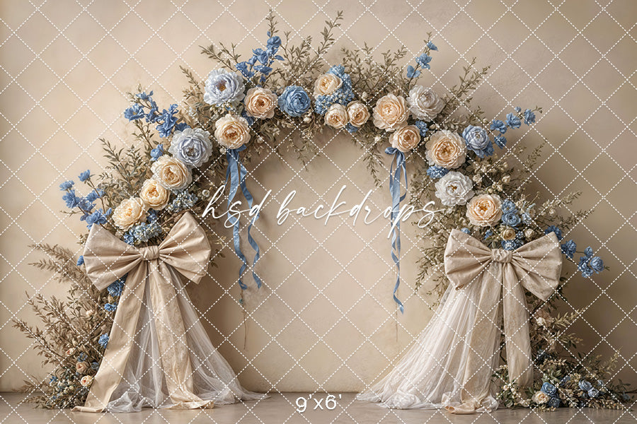 Boho Blooms & Bows - Blue & Cream - HSD Photography Backdrops