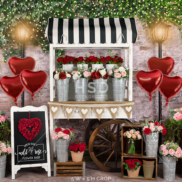 Valentine's Day Flower Cart (poly) - HSD Photography Backdrops
