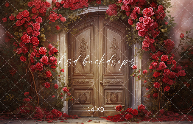 Romantic Roses Door - HSD Photography Backdrops