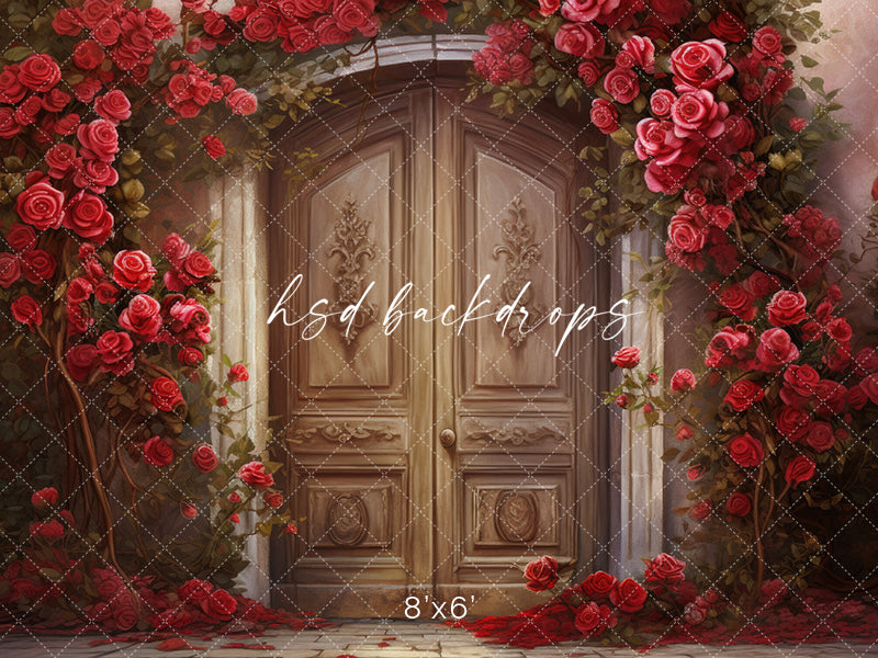 Romantic Roses Door - HSD Photography Backdrops