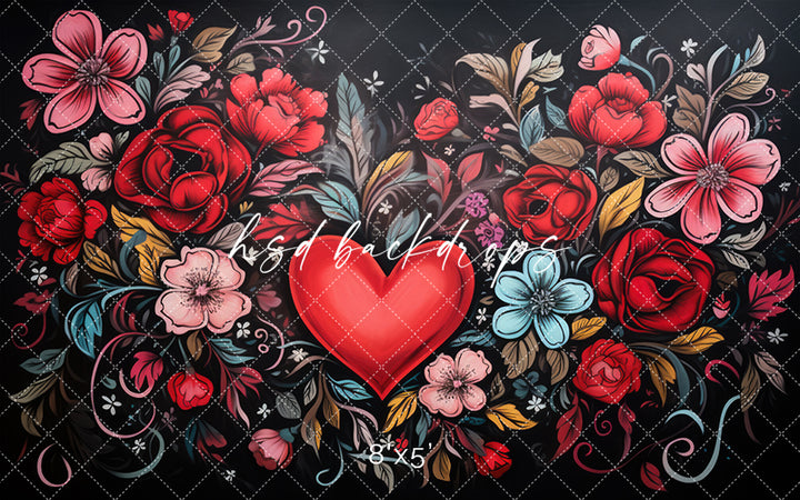 Heart of Flowers - HSD Photography Backdrops
