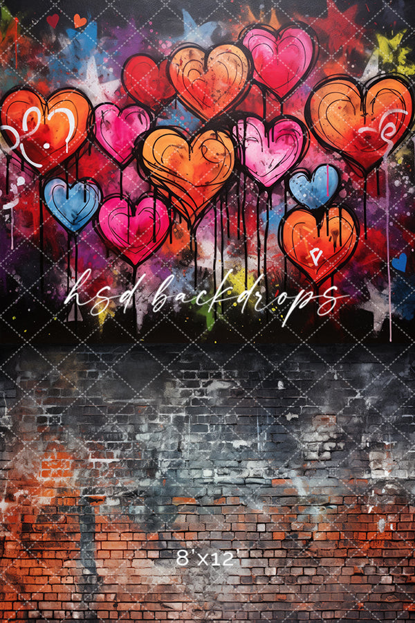 Graffiti Hearts (sweep options) - HSD Photography Backdrops