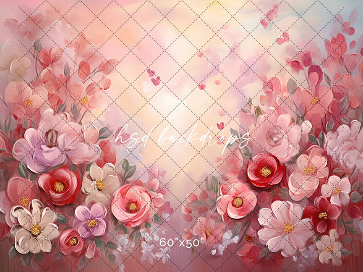 Valentine's Day Photo Backdrop for Photoshoot | Romantic Flower Field