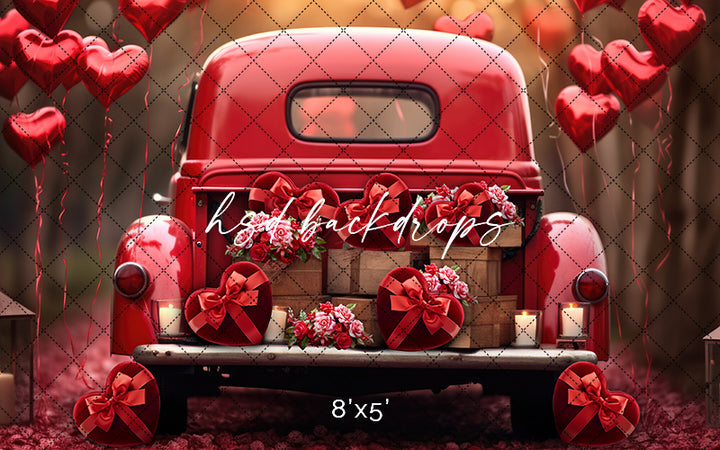 Vintage Valentine's Truck - HSD Photography Backdrops