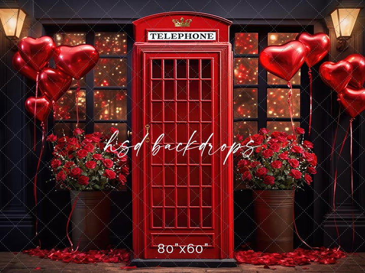 Valentine's Day Photography Backdrop for Pictures | Vintage Phone Booth