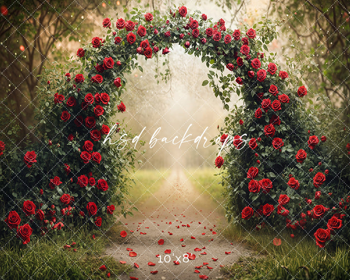 Enchanted Red Rose Arch (sweep options) - HSD Photography Backdrops