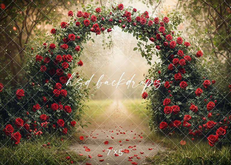 Enchanted Red Rose Arch (sweep options) - HSD Photography Backdrops