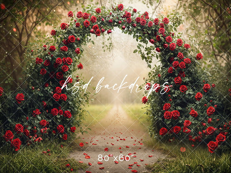 Enchanted Red Rose Arch (sweep options) - HSD Photography Backdrops