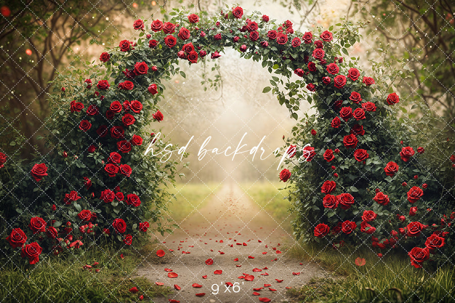 Enchanted Red Rose Arch (sweep options) - HSD Photography Backdrops