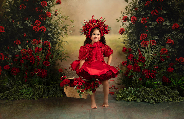 Enchanted Red Rose Arch (sweep options) - HSD Photography Backdrops