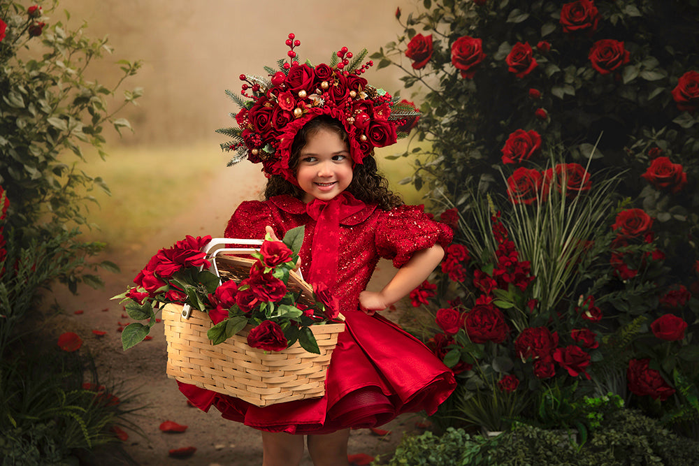Enchanted Red Rose Arch (sweep options) - HSD Photography Backdrops