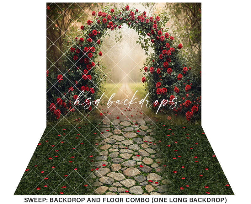 Enchanted Red Rose Arch (sweep options) - HSD Photography Backdrops