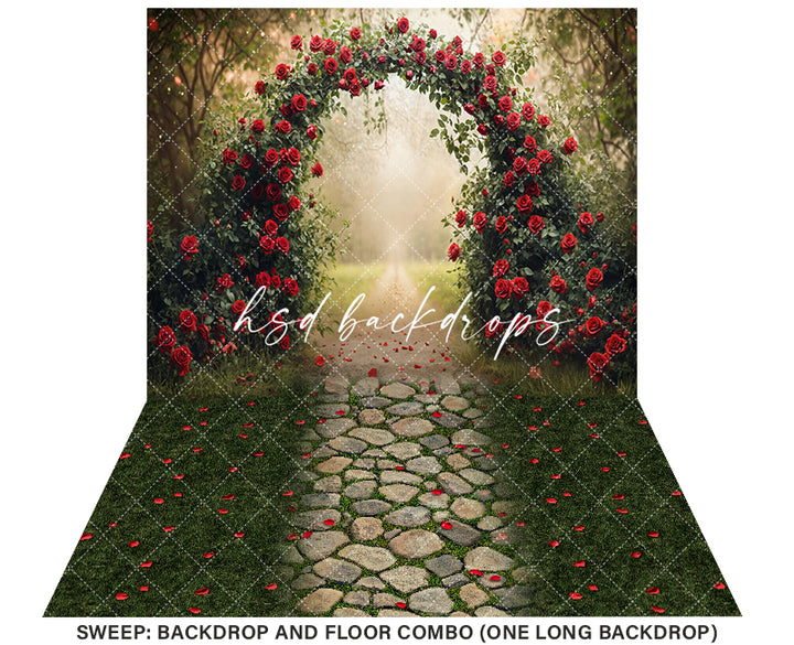 Enchanted Red Rose Arch (sweep options) - HSD Photography Backdrops