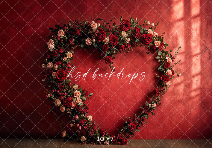 Romantic Roses Heart Arch (sweep options) - HSD Photography Backdrops
