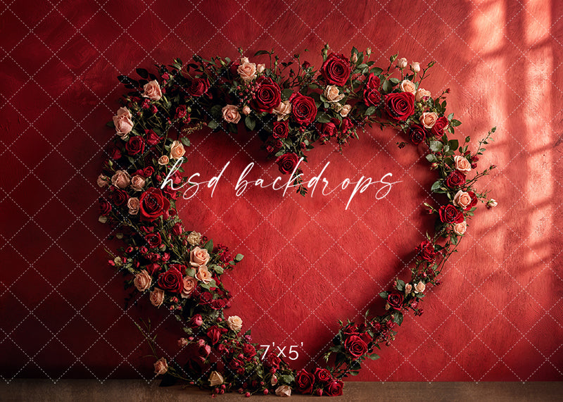 Romantic Roses Heart Arch (sweep options) - HSD Photography Backdrops