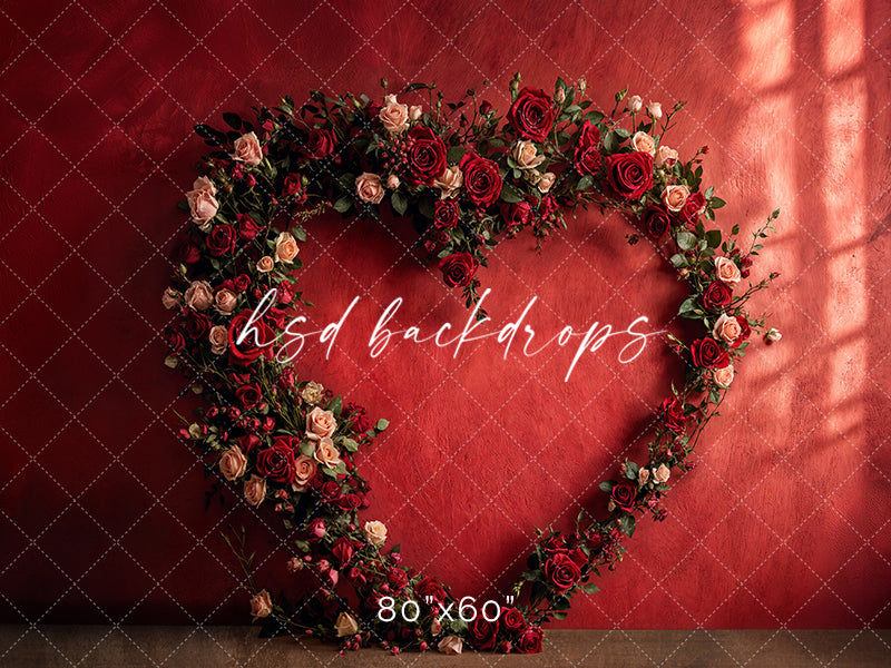 Romantic Roses Heart Arch (sweep options) - HSD Photography Backdrops