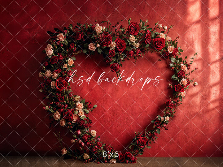 Romantic Roses Heart Arch (sweep options) - HSD Photography Backdrops