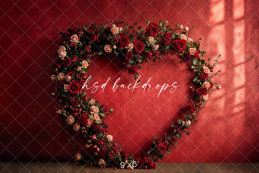 Romantic Roses Heart Arch (sweep options) - HSD Photography Backdrops
