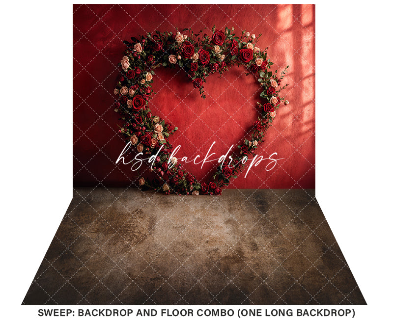 Romantic Roses Heart Arch (sweep options) - HSD Photography Backdrops