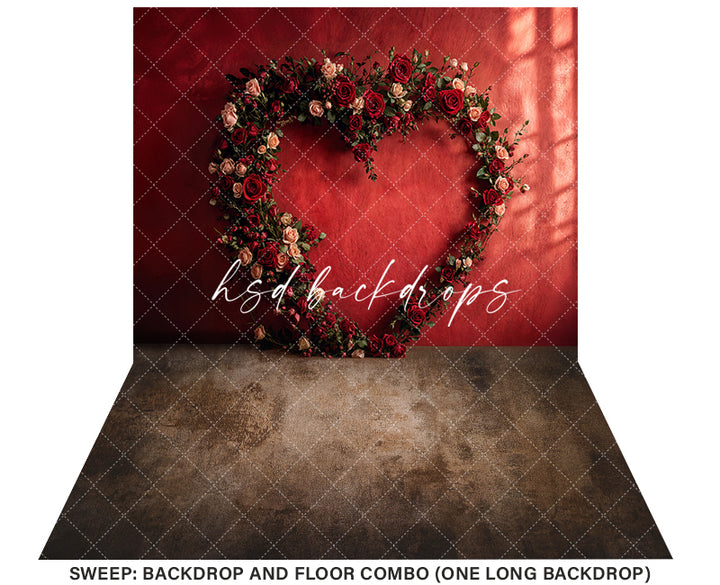 Romantic Roses Heart Arch (sweep options) - HSD Photography Backdrops