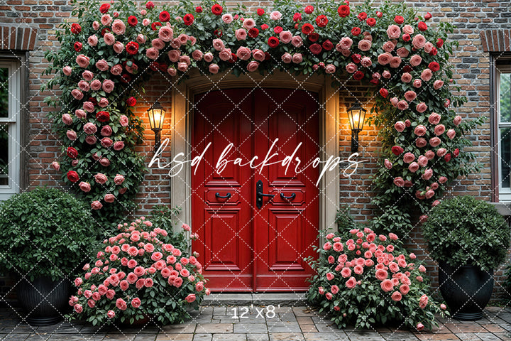Red Valentine's Day Door  (sweep options) - HSD Photography Backdrops