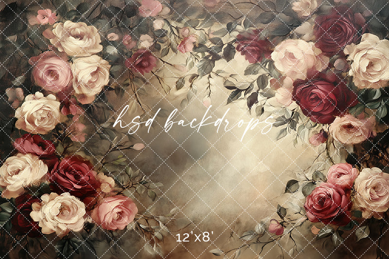 Vintage Valentine Roses  (sweep options) - HSD Photography Backdrops