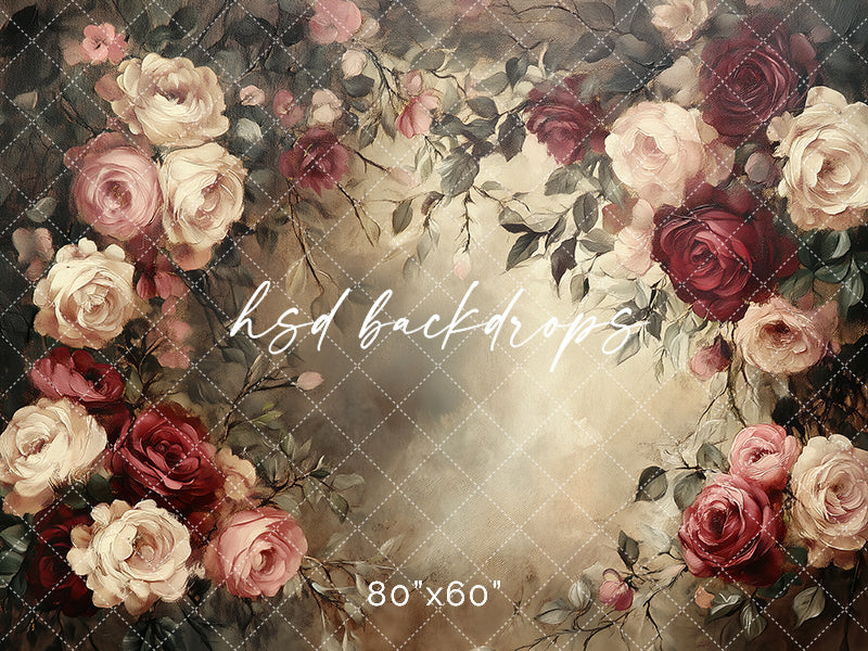 Vintage Valentine Roses  (sweep options) - HSD Photography Backdrops