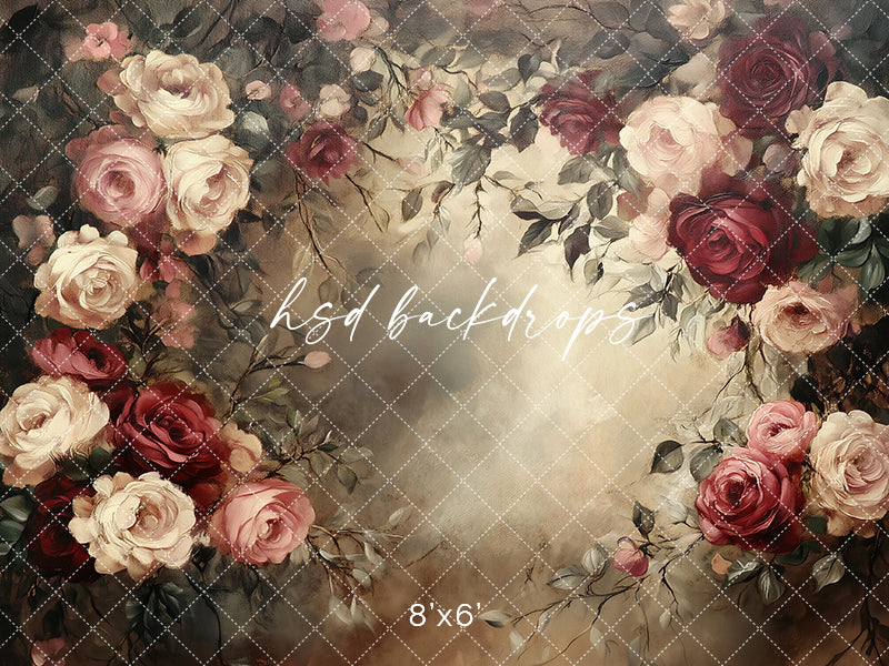 Vintage Valentine Roses  (sweep options) - HSD Photography Backdrops