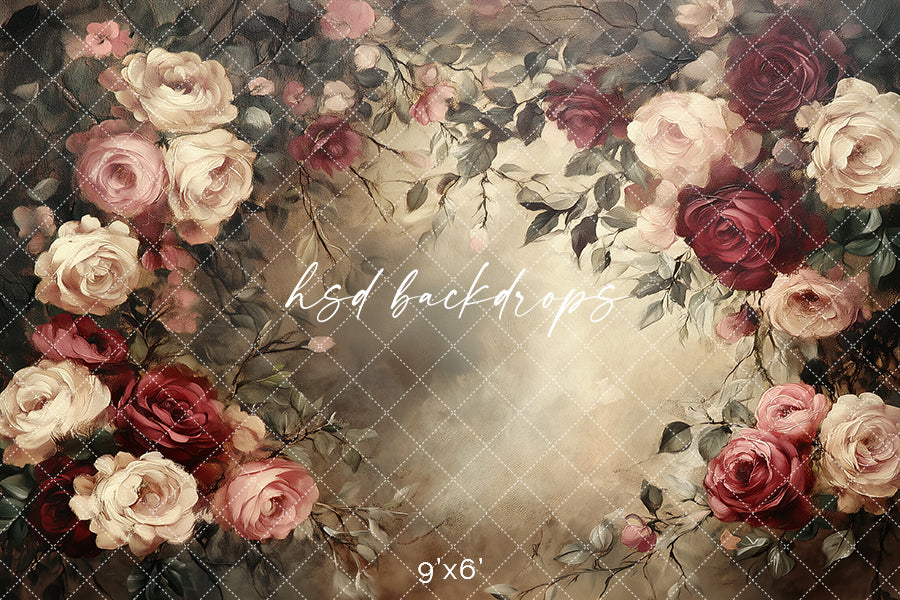 Vintage Valentine Roses  (sweep options) - HSD Photography Backdrops