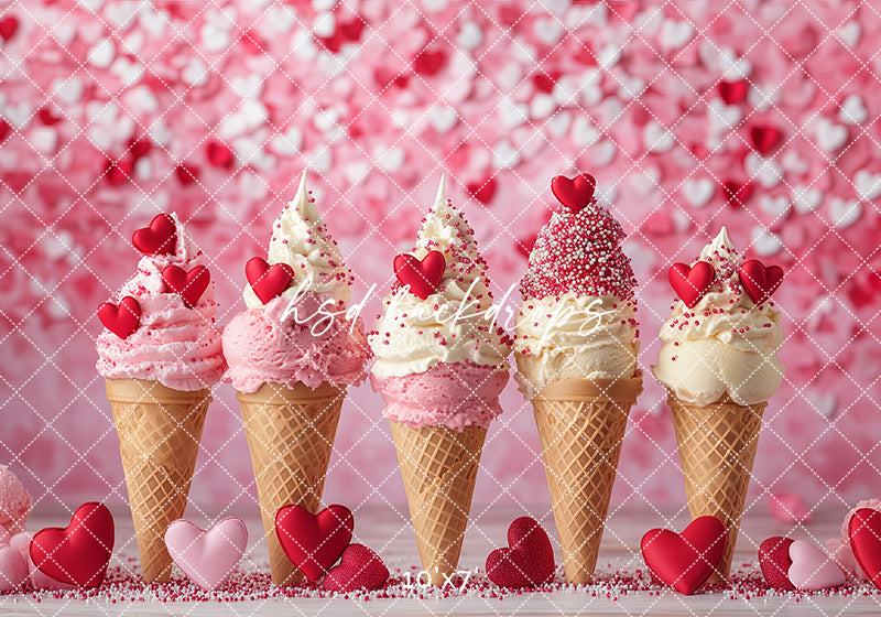 Valentine's Day Ice Cream Cones - HSD Photography Backdrops