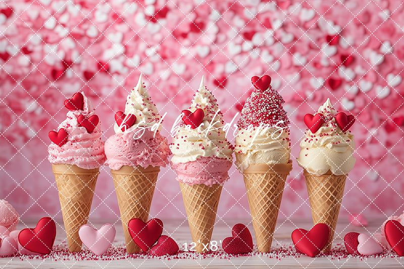 Valentine's Day Ice Cream Cones - HSD Photography Backdrops