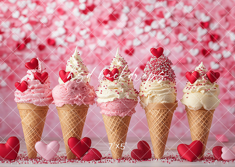 Valentine's Day Ice Cream Cones - HSD Photography Backdrops