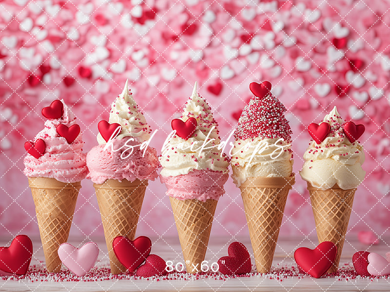 Valentine's Day Ice Cream Cones - HSD Photography Backdrops