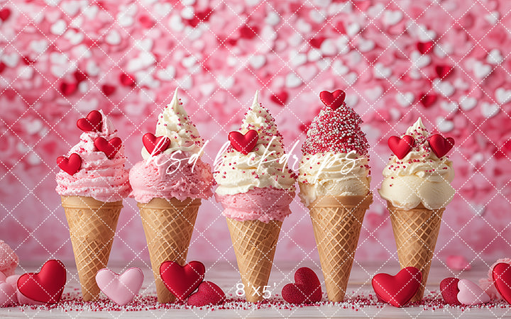 Valentine's Day Ice Cream Cones - HSD Photography Backdrops