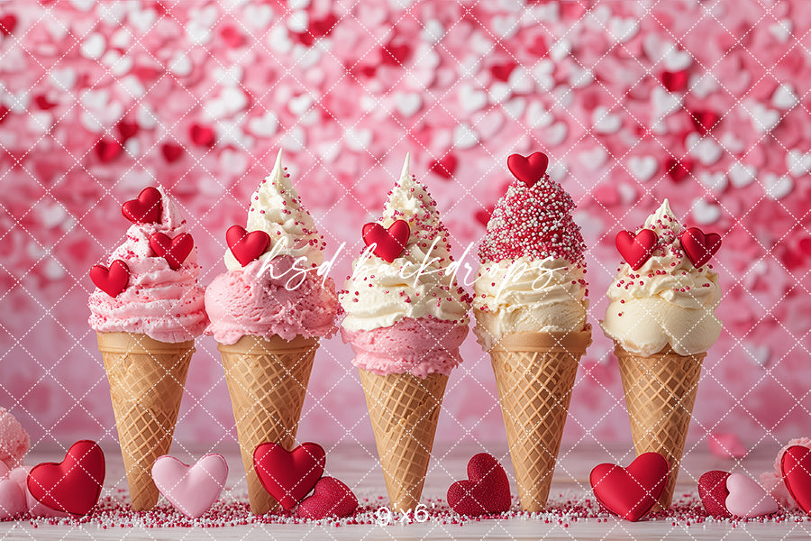 Valentine's Day Ice Cream Cones - HSD Photography Backdrops