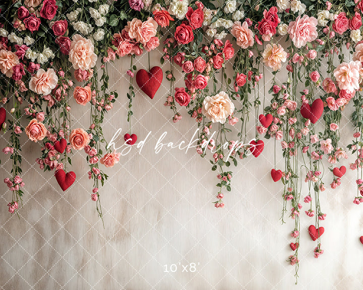 Hanging Heart & Roses - HSD Photography Backdrops