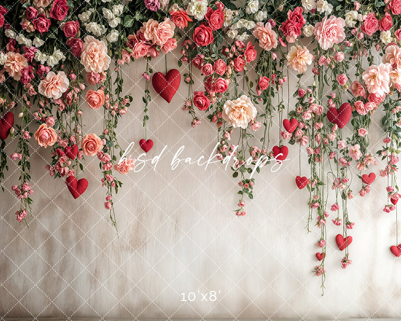Hanging Heart & Roses - HSD Photography Backdrops